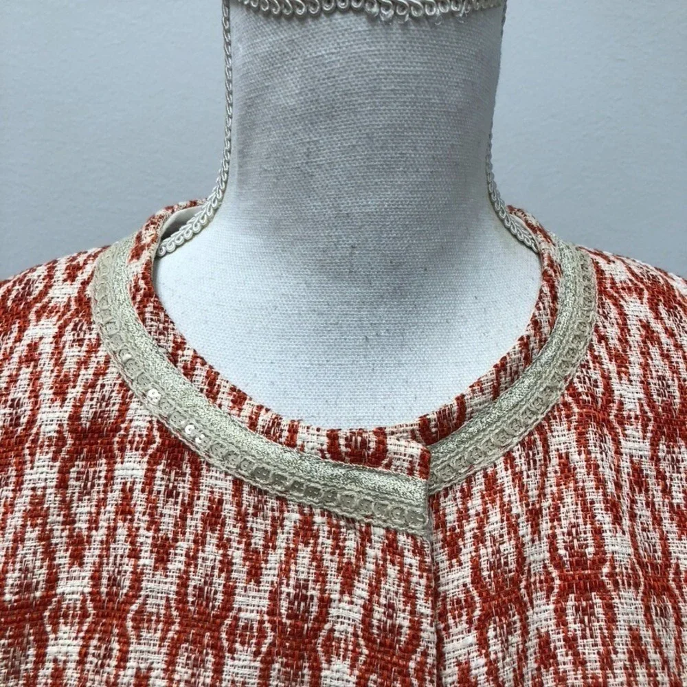Schneiders Kiana‎ Cotton Tweed Jacket Womens 14 Orange Mid Length Boho Indie